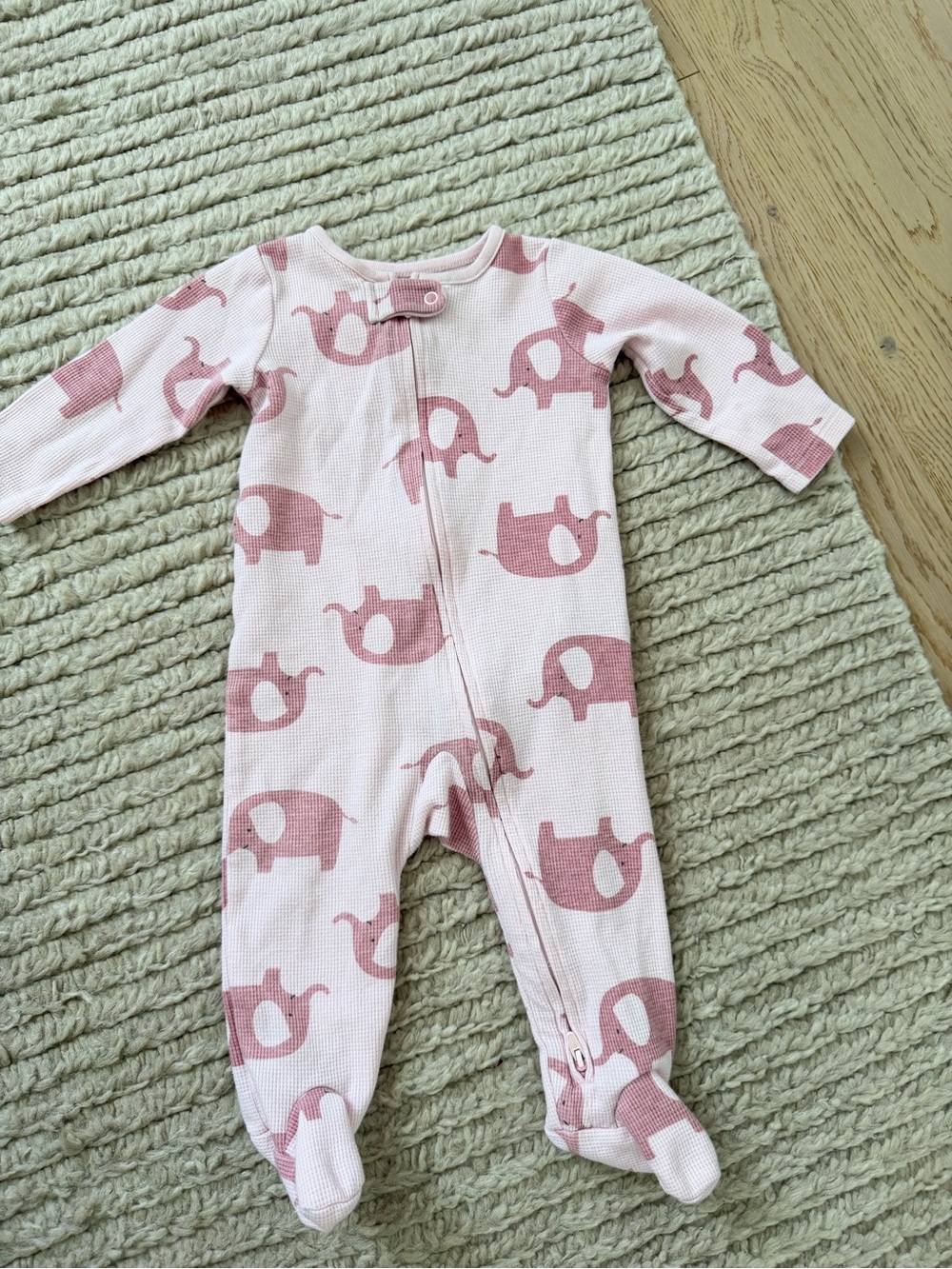 Carter’s Simple Joys Pink Elephant Waffle Footed Sleeper 6–9M